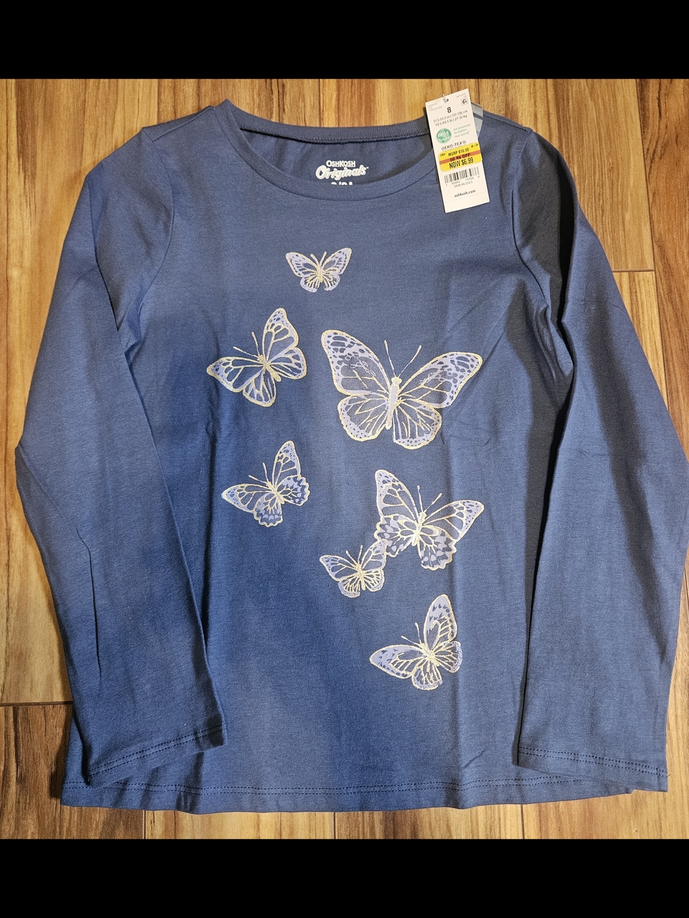 OshKosh Girls' Blue Long-Sleeve Butterfly Tee